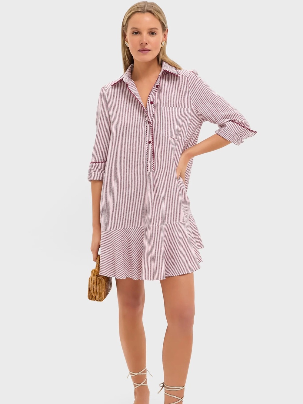 Tuckernuck Red-and-White Striped Shirt Dress Cover-Up